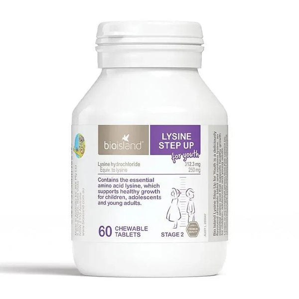 Bio Island Lysine Stage 2 60 Chewable Tablets | Healthy Growth & Appetite Support EXP 2029