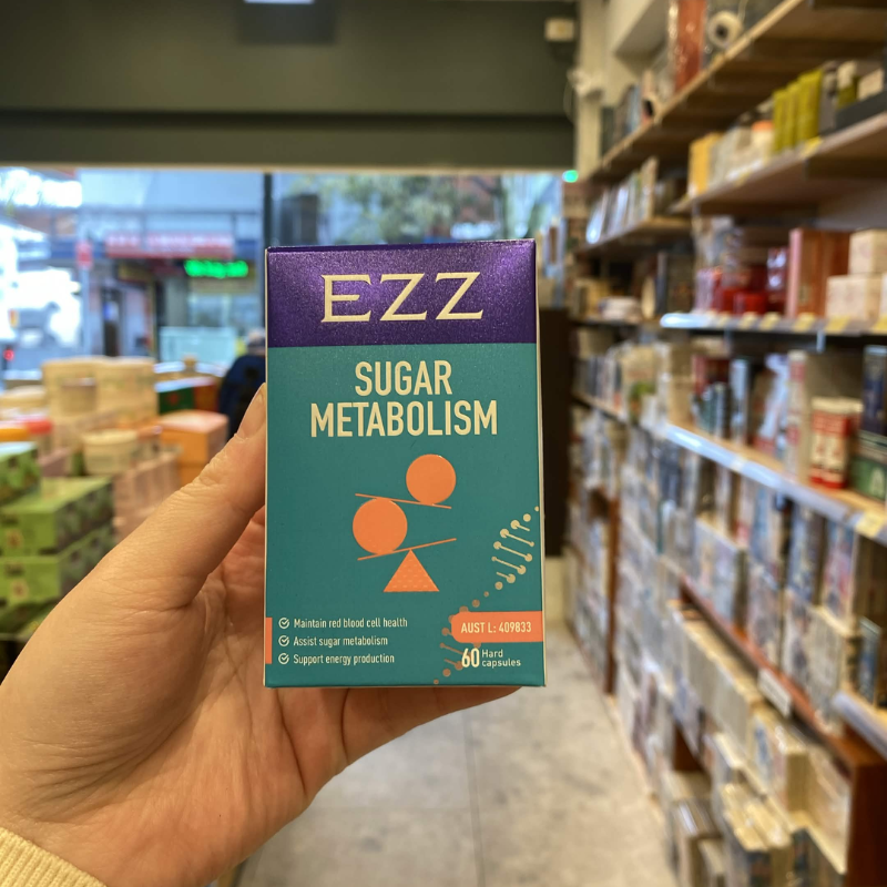 2 x EZZ Sugar Metabolism 60 Capsules twin pack for healthy blood glucose metabolism and metabolic health.