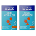 2 x EZZ Sugar Metabolism 60 Capsules twin pack for healthy blood glucose metabolism and metabolic health.