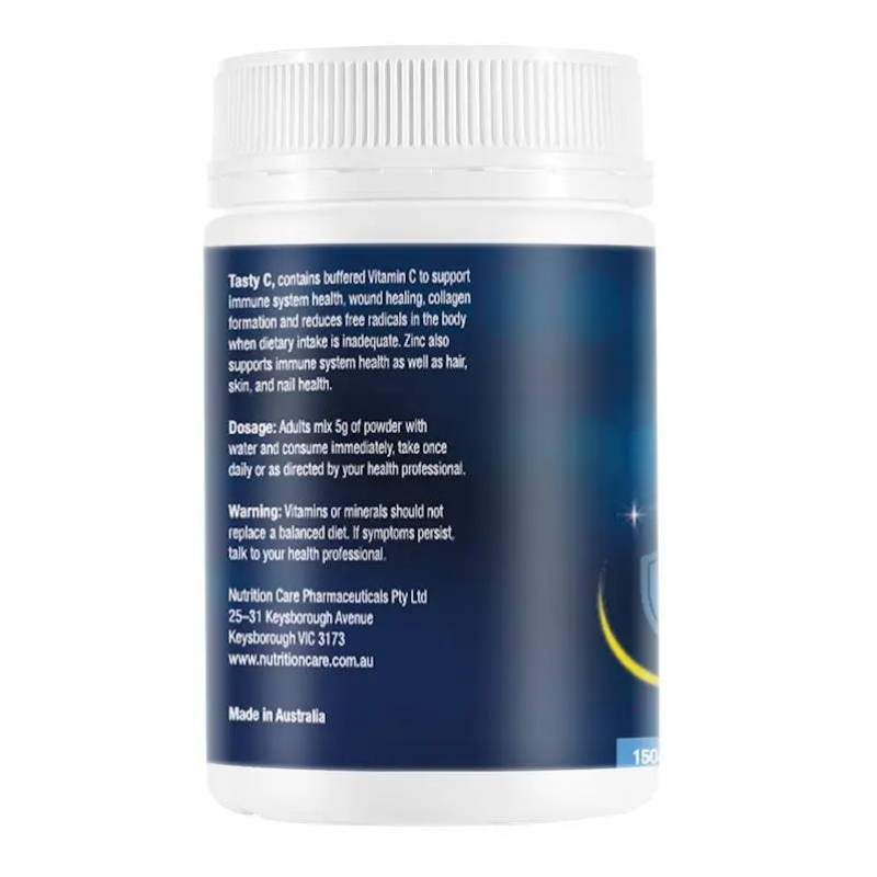 2 x NC Nutrition Care Tasty C 150g high strength vitamin C powder twin pack with zinc and quercetin.