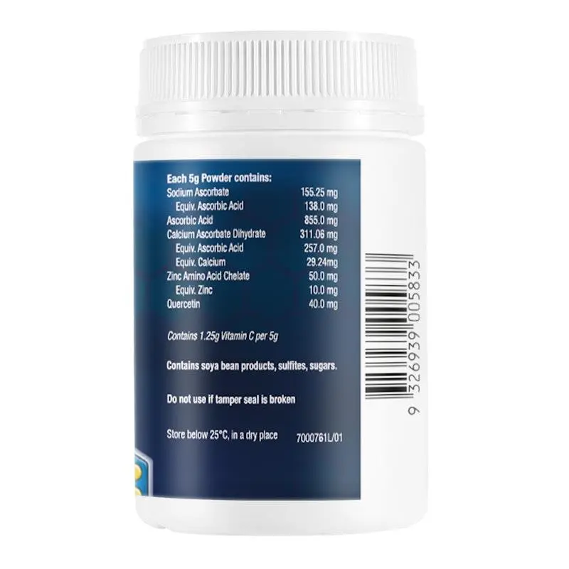 2 x NC Nutrition Care Tasty C 150g high strength vitamin C powder twin pack with zinc and quercetin.