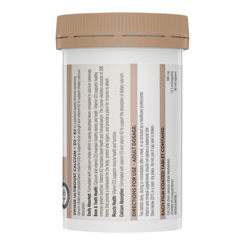 SWISSE UB CALCIUM + D3 + K2 60 TAB DATE 08.2028