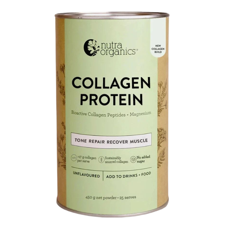 Nutra Organics Collagen Protein with Bodybalance + Magnesium Unflavoured 450g | Active Lifestyle Nutrition