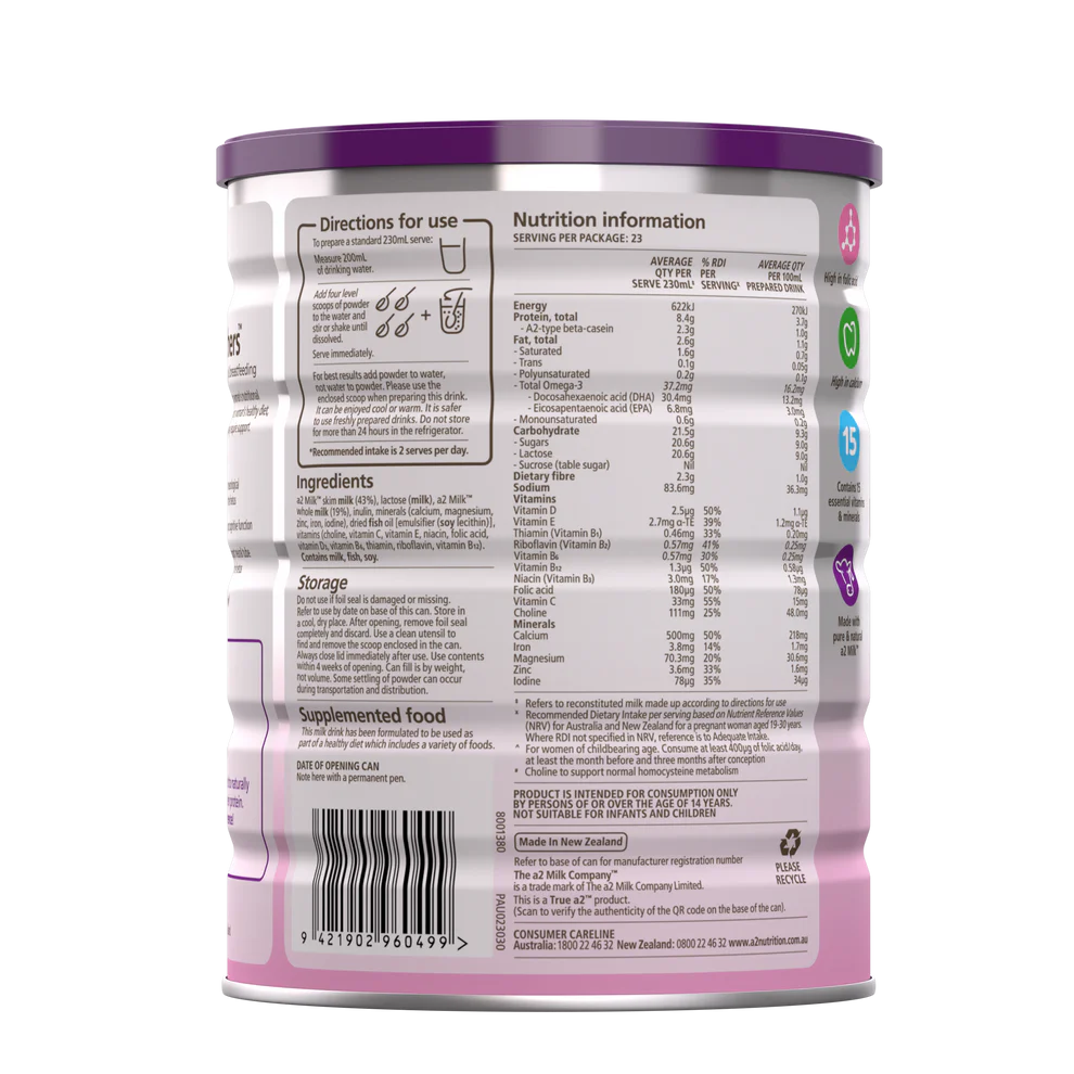 A2 Nutrition for Mothers 900g | Premium Pregnancy & Breastfeeding Milk Powder