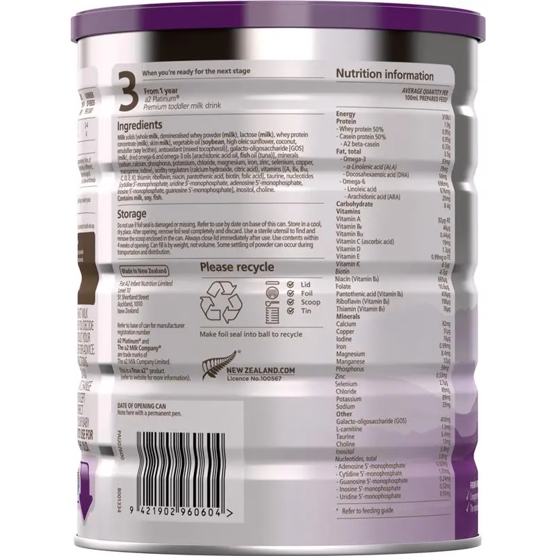 A2 Platinum Premium Follow-On Formula Stage 2 900g tin, infant milk formula for babies 6–12 months with A2 protein for digestion support and growth nutrition