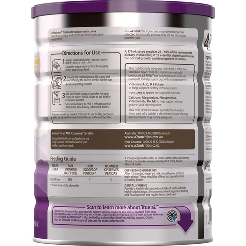 A2 Platinum Premium Toddler Milk Drink Stage 3 900g tin, toddler milk formula for children 1 year+ with A2 protein for digestion and growth support
