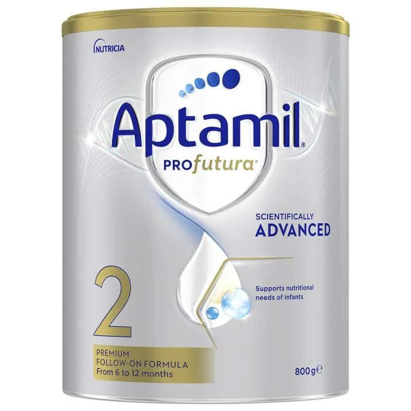 Aptamil Profutura Stage 2 800g tin packaging, premium follow-on infant formula for babies 6–12 months supporting growth, brain development, digestion and immunity