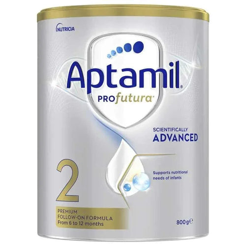 Aptamil Profutura Stage 2 800g tin packaging, premium follow-on infant formula for babies 6–12 months supporting growth, brain development, digestion and immunity