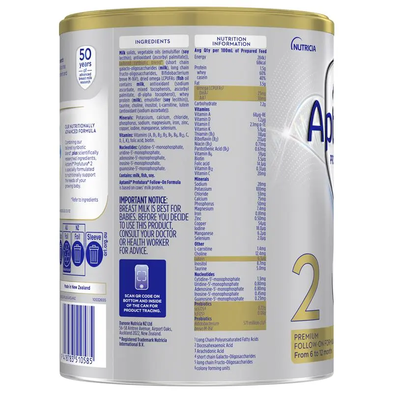 Aptamil Profutura Stage 2 800g tin packaging, premium follow-on infant formula for babies 6–12 months supporting growth, brain development, digestion and immunity