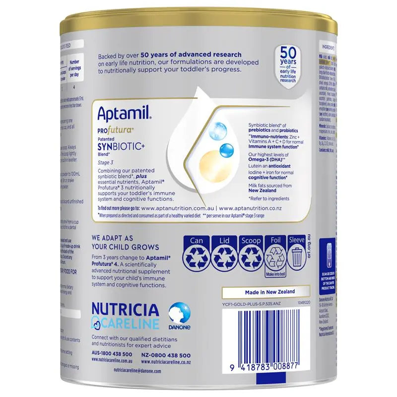 Aptamil Profutura Stage 3 800g tin packaging, premium toddler milk drink for children 1+ years supporting growth, immunity, digestion and brain development