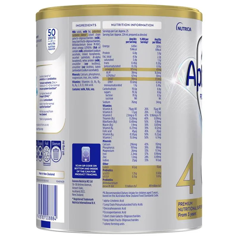 Aptamil Profutura Stage 4 900g tin packaging, premium junior milk drink for children 2+ years supporting growth, immunity, digestion and cognitive development