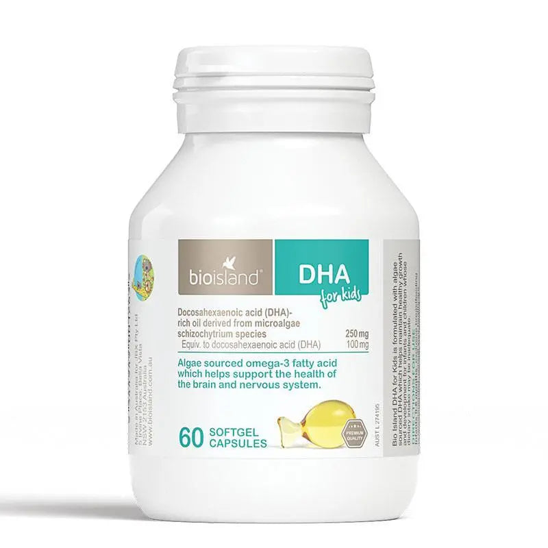 Bio Island DHA Kids 60 Capsules | Omega-3 DHA Supplement for Children DATE 2028