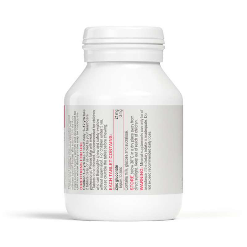 Bio Island Zinc for Kids 120 Chewable Tablets, children's zinc supplement formulated to support healthy growth, immune system function and overall development.