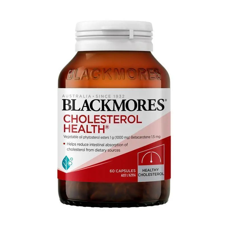 Blackmores Cholesterol Health 60 Capsules, plant sterol supplement formulated to support healthy cholesterol levels, cardiovascular health and overall heart wellbeing.