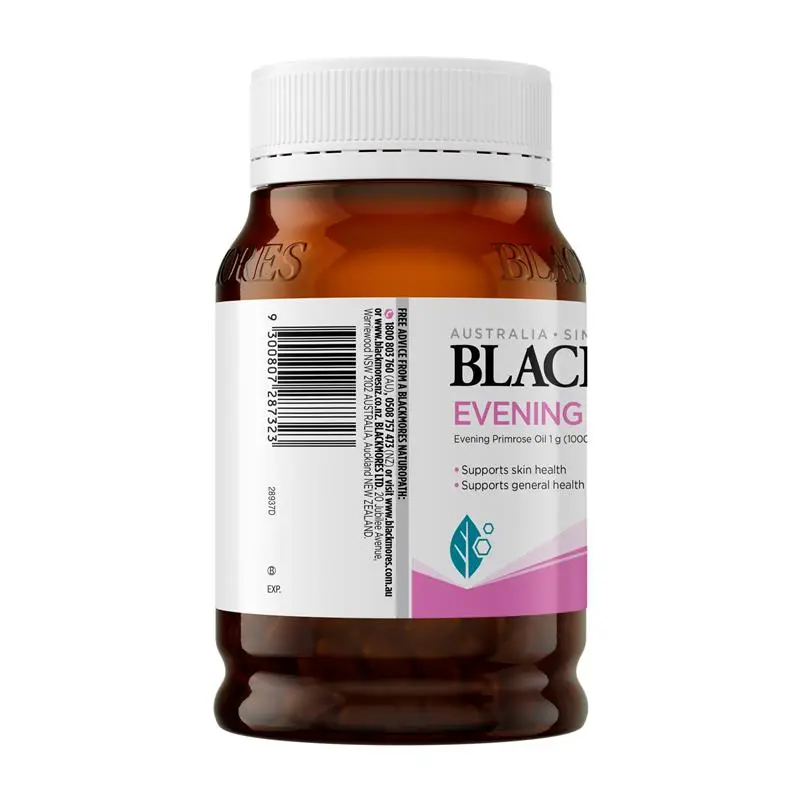 Blackmores Evening Primrose Oil 190 Capsules, natural omega-6 supplement providing gamma-linolenic acid (GLA) to support women's health and general wellbeing.