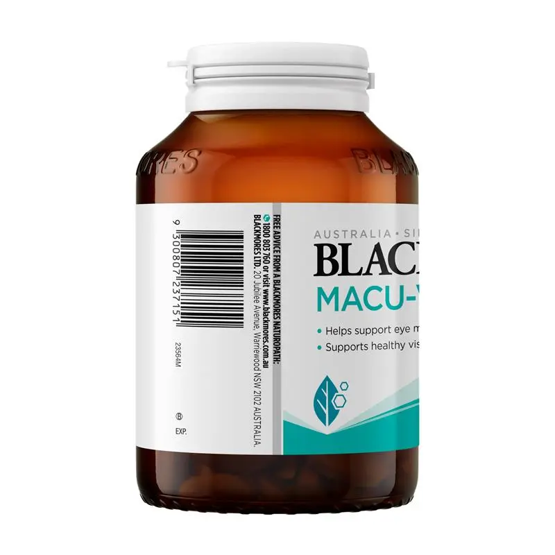 Blackmores Macu-Vision 150 Tablets, antioxidant eye health supplement with vitamin C, vitamin E, zinc and copper to support macular health and healthy vision.