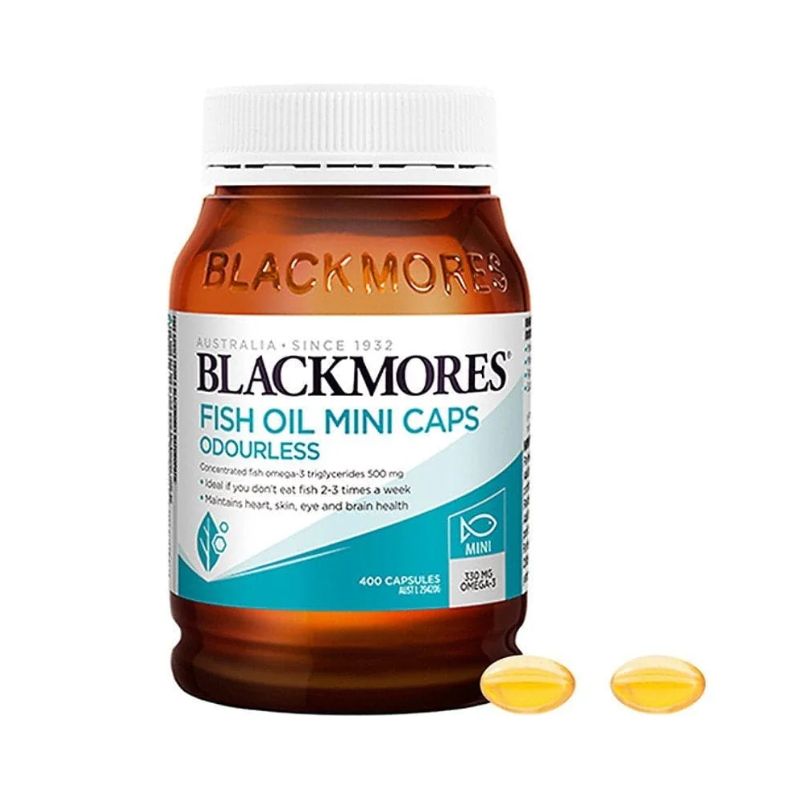 Blackmores Odourless Fish Oil Mini Caps 400 Capsules premium Australian omega-3 fish oil supplement in easy-to-swallow mini capsules.