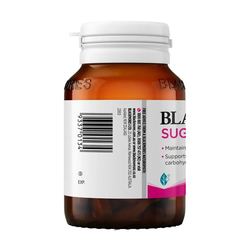 Blackmores Sugar Balance 90 Tablets, chromium-based supplement with zinc, magnesium and B vitamins to support sugar metabolism, carbohydrate metabolism and energy production.