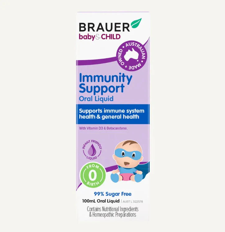 Brauer baby & Child Immunity Support Oral Liquid packaging on a white background