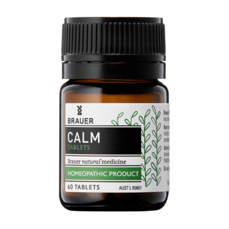 Brauer Calm 60 Tablets premium Australian homeopathic tablets in a convenient 60-tablet bottle.