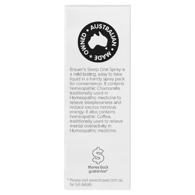 Brauer Sleep Oral Spray 20ml premium Australian homeopathic oral spray to support healthy sleep and relaxation.