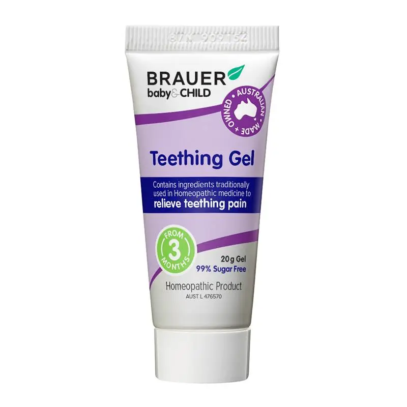 Brauer Baby & Child Teething Gel 20g premium Australian homeopathic gel for babies and children from 3 months.