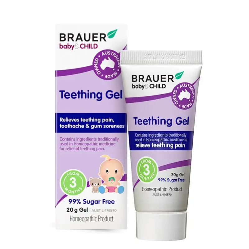 Brauer Baby & Child Teething Gel 20g premium Australian homeopathic gel for babies and children from 3 months.