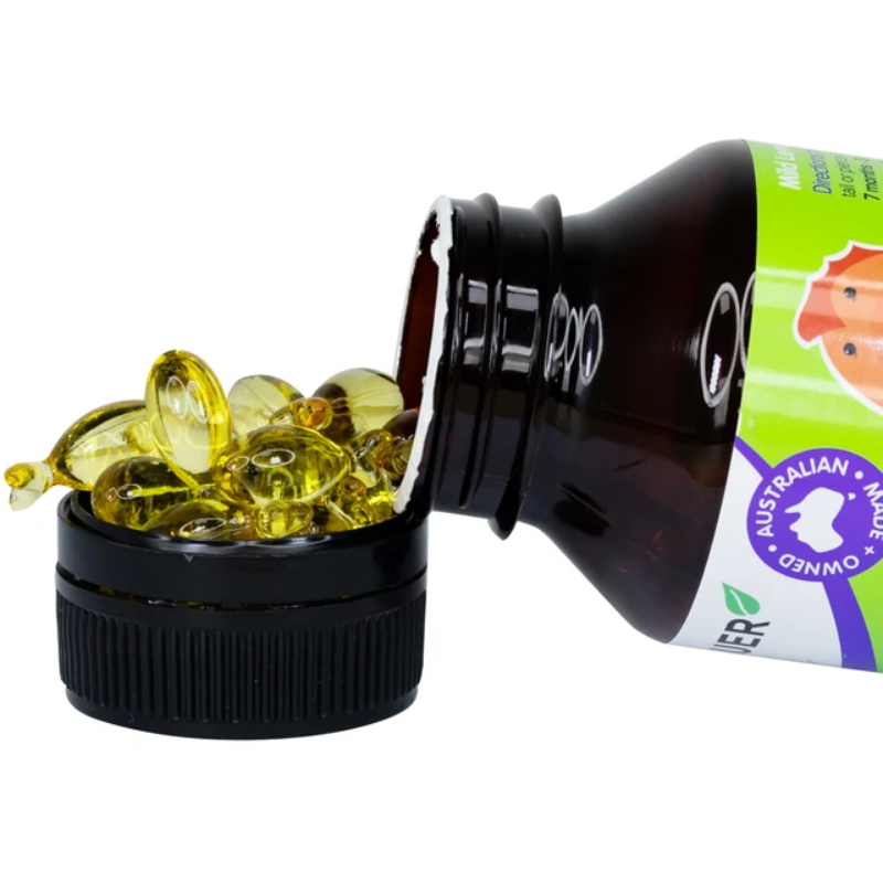 Brauer Baby & Kids Ultra Pure DHA 60 Capsules premium Australian DHA omega-3 supplement for babies and children from 7 months.