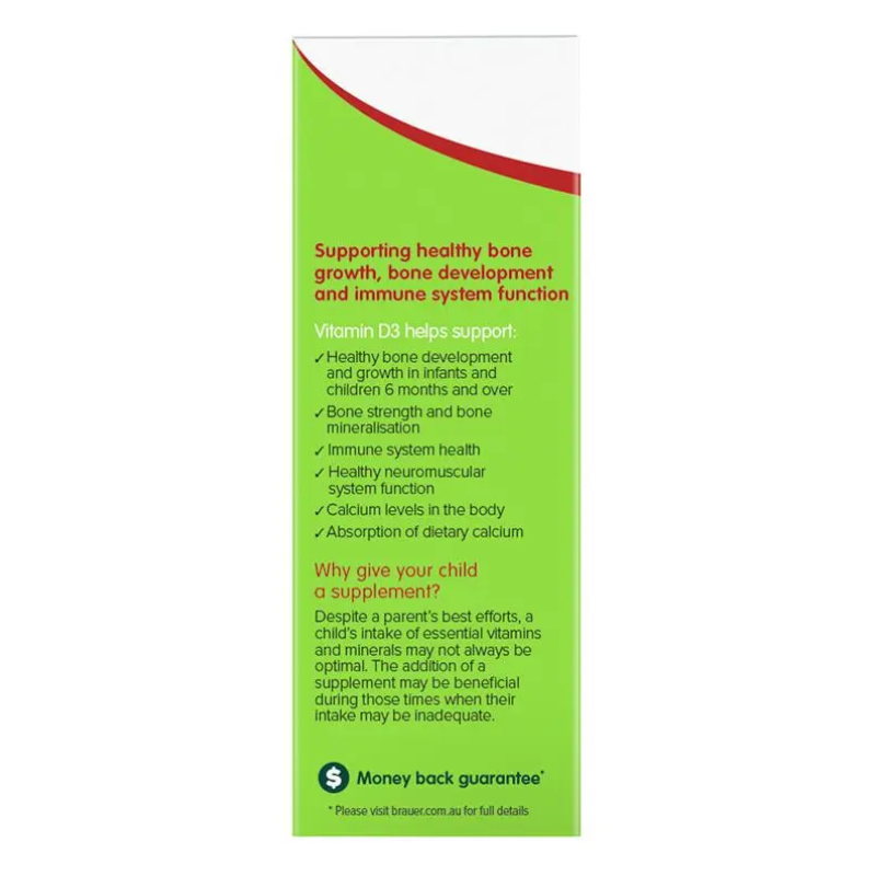 Brauer Baby & Kids Liquid Vitamin D 400IU 10ml premium Australian vitamin D3 liquid drops for babies and children from birth.