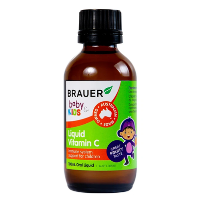 Brauer Kids Liquid Vitamin C 100ml premium Australian liquid vitamin C supplement for children aged 1 year and over.