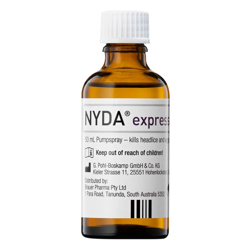 Brauer NYDA Express Head Lice Treatment 50ml physical treatment for head lice and eggs with dimethicone formula.