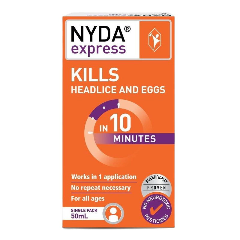 Brauer NYDA Express Head Lice Treatment 50ml physical treatment for head lice and eggs with dimethicone formula.