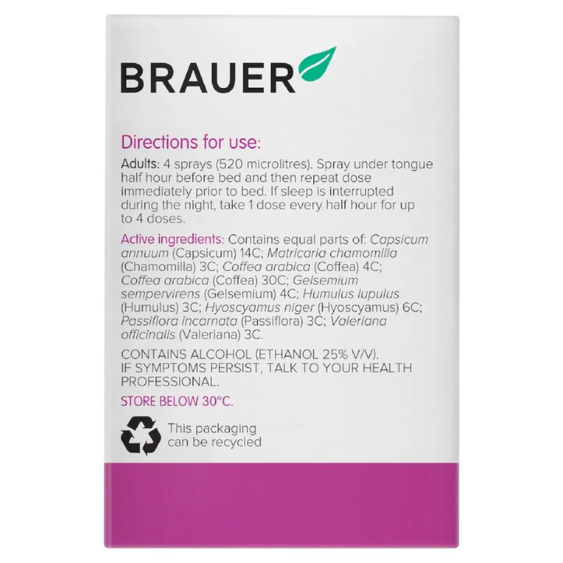 Brauer Sleep Oral Spray 20ml premium Australian homeopathic oral spray to support healthy sleep and relaxation.