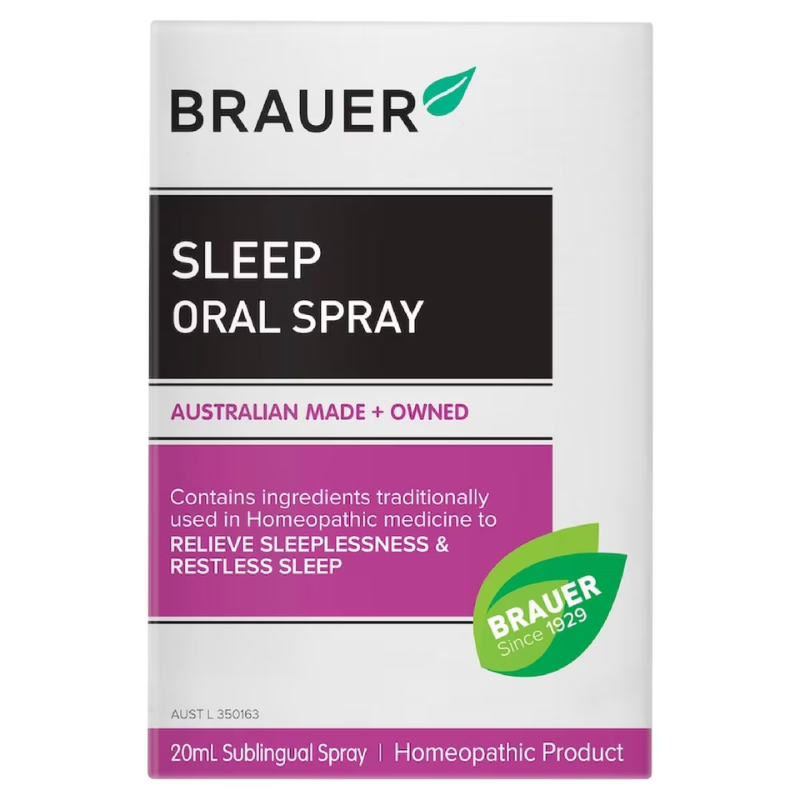 Brauer Sleep Oral Spray 20ml premium Australian homeopathic oral spray to support healthy sleep and relaxation.