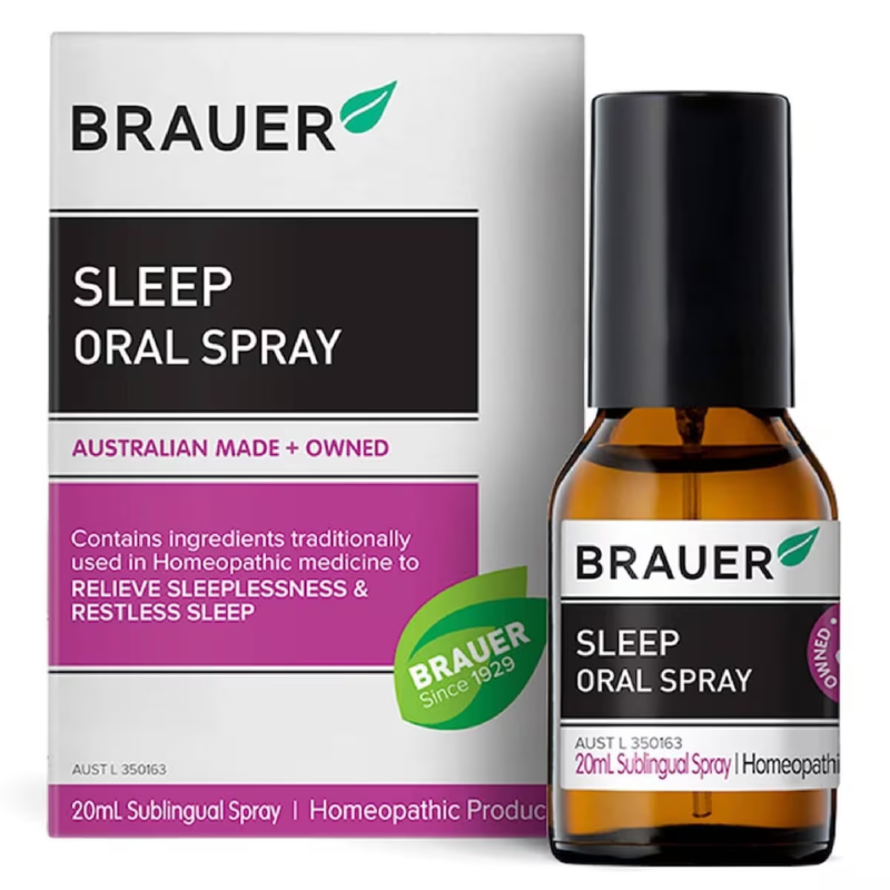 Brauer Sleep Oral Spray 20ml premium Australian homeopathic oral spray to support healthy sleep and relaxation.