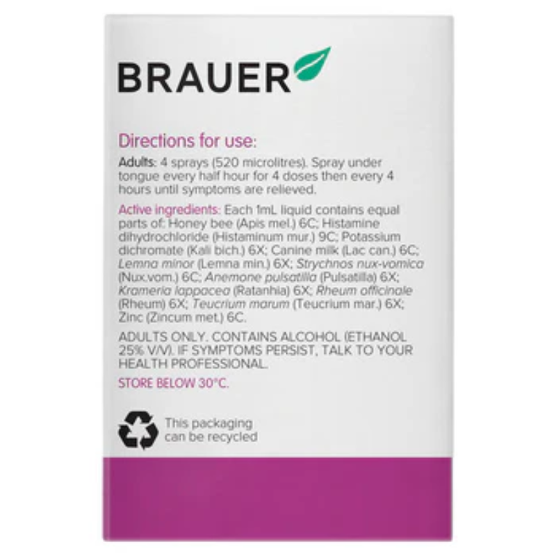 Brauer Snoreeze Oral Spray 20ml premium Australian homeopathic oral spray in a convenient travel-size bottle.
