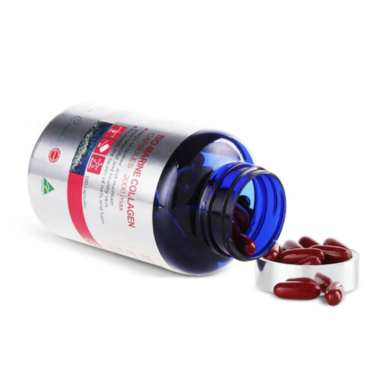 Careline Bio Marine Collagen 100 Capsules, marine collagen supplement supporting skin hydration, elasticity, hair strength and nail health.