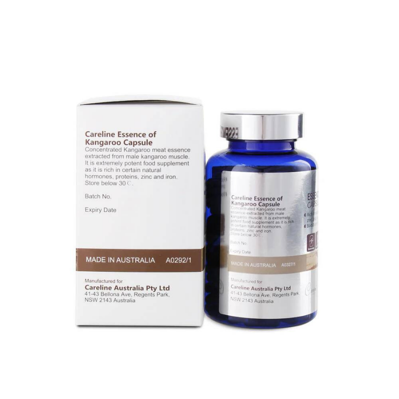 Careline Blue Summit Essence of Kangaroo 30000 Max 200 capsules premium Australian kangaroo essence supplement formulated to support energy, vitality, stamina, and overall wellbeing.