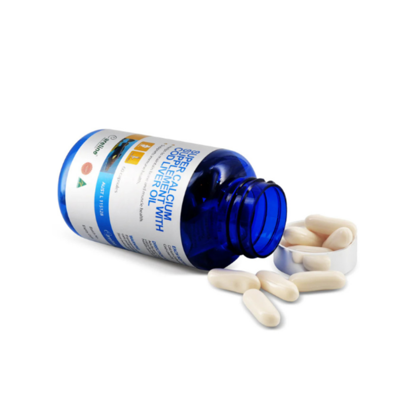 Careline Blue Summit Super Calcium Supplement with Cod Liver Oil 60 capsules premium Australian bone health supplement formulated to support strong bones, teeth, and joint health with calcium and cod liver oil.