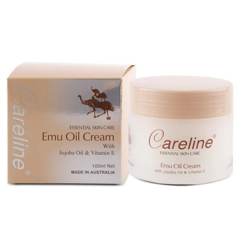 Careline Emu Oil Cream 100ml nourishing Australian skincare cream formulated with emu oil to deeply moisturise, soothe dry skin, and support skin repair.