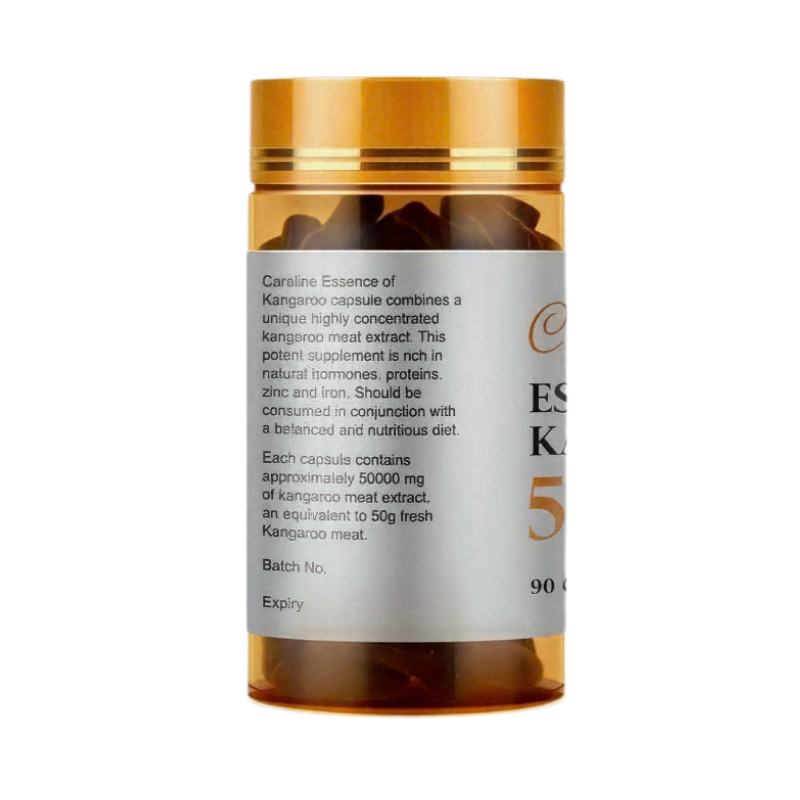 Careline Essence of Kangaroo 50000mg 90 capsules premium Australian kangaroo essence supplement formulated to support energy, vitality, stamina, and overall wellbeing.