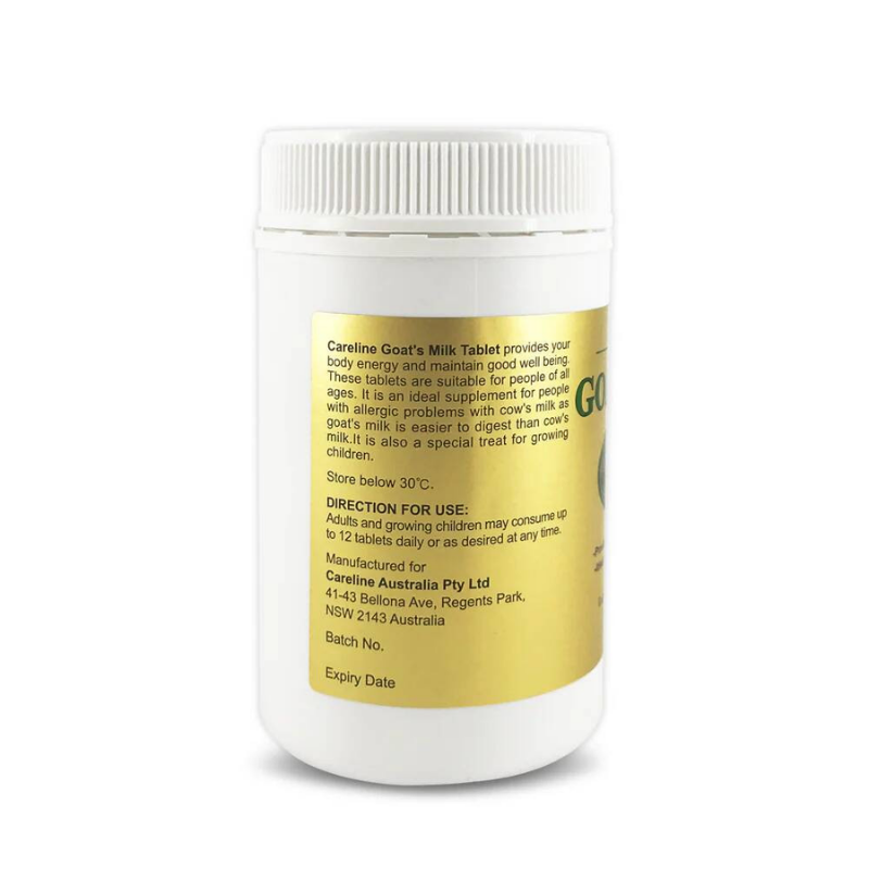 Careline Goat’s Milk 300 capsules premium Australian nutritional supplement formulated to support digestion, general wellbeing, and daily nutritional intake.