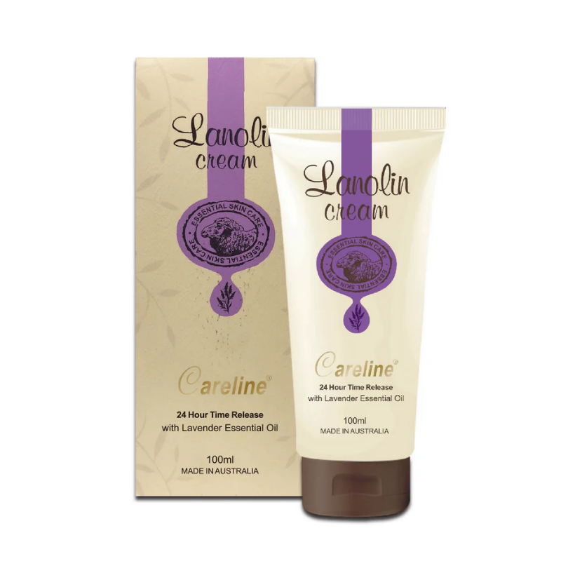 Careline Lanolin Hand Cream with Lavender Essential Oil 100ml rich Australian hand cream that moisturises, softens, and protects dry hands with lanolin and lavender essential oil.