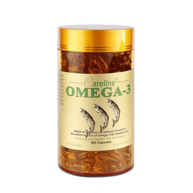 Careline Omega-3 Fish Oil 365 capsules premium Australian fish oil supplement formulated to support heart health, brain function, joint mobility, and overall wellbeing.