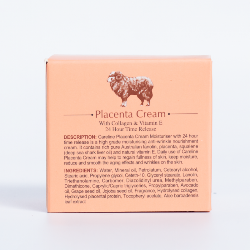 Careline Placenta Cream Collagen VE 100ml, anti-aging skincare cream enriched with placenta extract, collagen and vitamin E to hydrate, firm and improve skin elasticity.