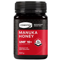 Comvita UMF 10+ Manuka Honey 500g jar packaging, premium New Zealand raw manuka honey for immune support, wellness and daily nutrition