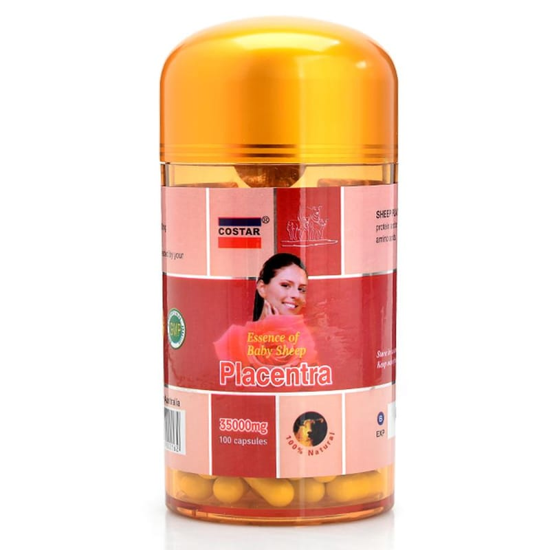 Costar Placenta Essence of Baby Sheep 35000mg 100 capsules premium Australian sheep placenta supplement formulated to support healthy skin, skin elasticity, and overall wellbeing.