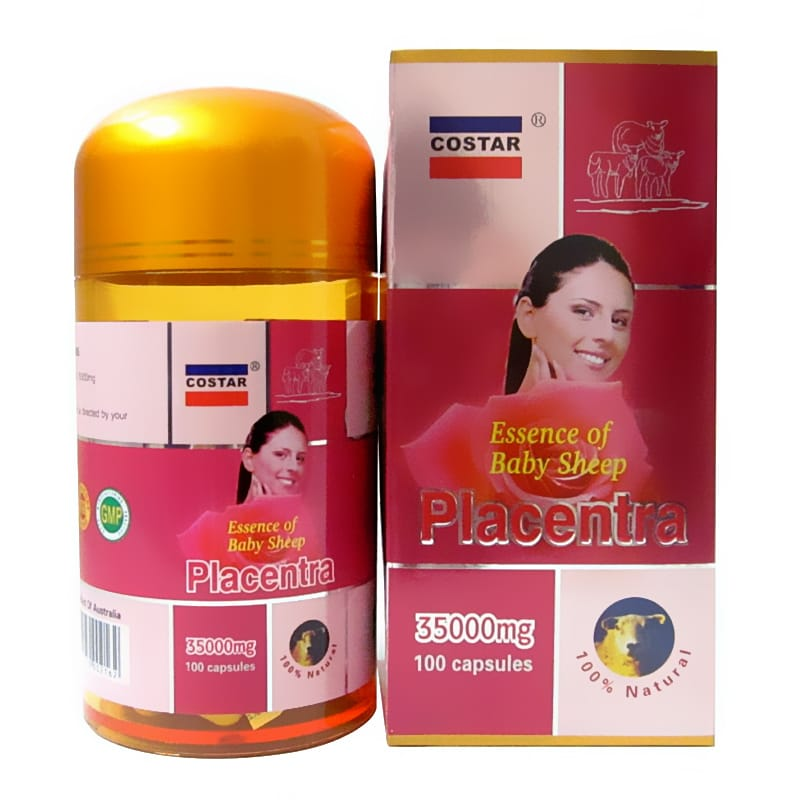 Costar Placenta Essence of Baby Sheep 35000mg 100 capsules premium Australian sheep placenta supplement formulated to support healthy skin, skin elasticity, and overall wellbeing.