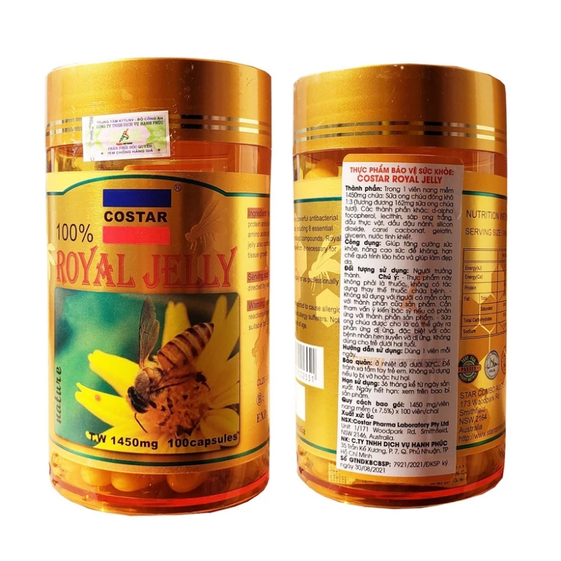Costar Royal Jelly 1450mg 365 Capsules, high-strength royal jelly supplement providing bee-derived nutrients to support energy, immunity, vitality and general wellbeing.
