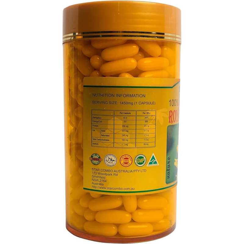 Costar Royal Jelly 1450mg 365 Capsules, high-strength royal jelly supplement providing bee-derived nutrients to support energy, immunity, vitality and general wellbeing.